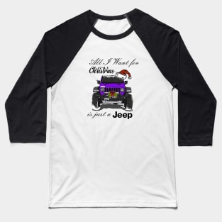 Christmas Jeep Purple Baseball T-Shirt